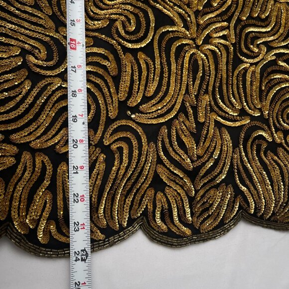 Vintage Royal Feelings Gold Beaded Sequin Blouse Silk Blend Short Sleeve Women L - Picture 8 of 10